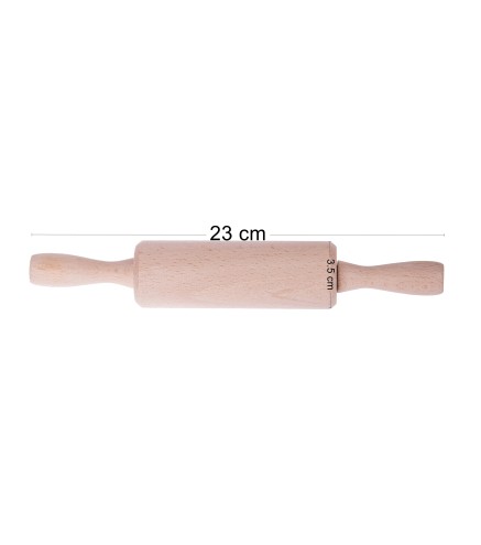 Wooden World Mini Beech Wood Rolling Pin with Two Handles 23cm Small Pastry Roller for Baking Dough and Crafting