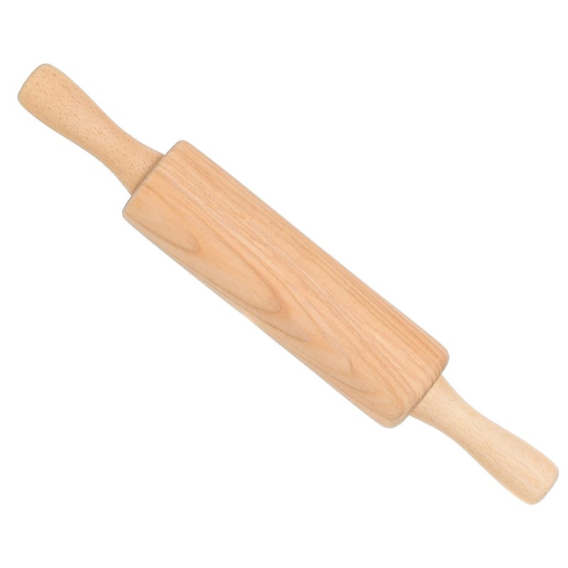 Wooden World Mini Beech Wood Rolling Pin with Two Handles 23cm Small Pastry Roller for Baking Dough and Crafting