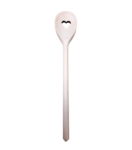 Wooden World Set of 20 Beech Wood Cooking Spoons with Heart Cut-Out 30cm – Wooden Kitchen Utensils for Cooking and Serving