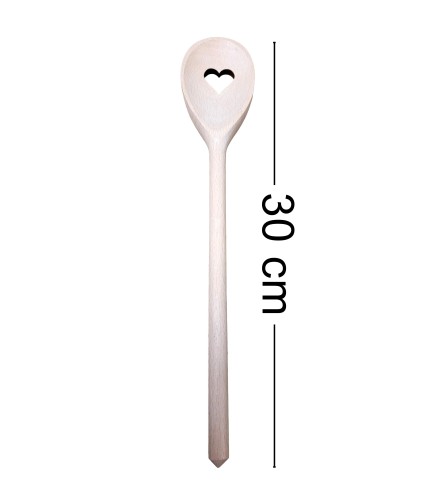Wooden World Set of 100 Beech Wooden Spoons with Heart Cut-Out 30cm for Cooking, Stirring, Crafts and Wedding Favours