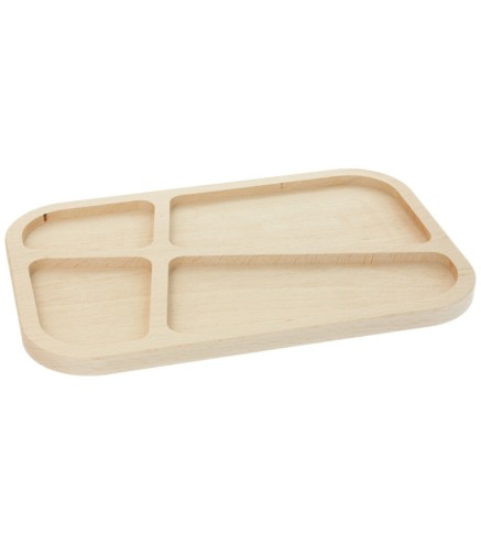 Beech Wood 4-Compartment Snack Tray | Wooden World