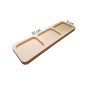 Wooden World Beech Wood 3 Compartment Serving Tray 30cm - Rectangular Snack Platter