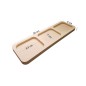 Wooden World Beech Wood 3 Compartment Serving Tray 30cm - Rectangular Snack Platter