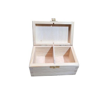 Wooden Tea Box – 2 Compartments – Handmade in UK