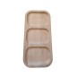 Wooden World 23cm Beech Wood 3 Section Serving Tray - Rectangular Snack Platter for Nuts, Dips and Appetisers
