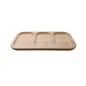 Wooden World 23cm Beech Wood 3 Section Serving Tray - Rectangular Snack Platter for Nuts, Dips and Appetisers