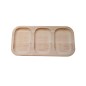 Wooden World 23cm Beech Wood 3 Section Serving Tray - Rectangular Snack Platter for Nuts, Dips and Appetisers