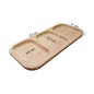 Wooden World 23cm Beech Wood 3 Section Serving Tray - Rectangular Snack Platter for Nuts, Dips and Appetisers