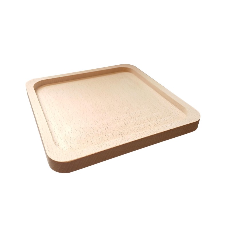 Wooden World - Square Beech Wood Serving Tray 19cm, Natural Unfinished Wooden Tray for Snacks and Display
