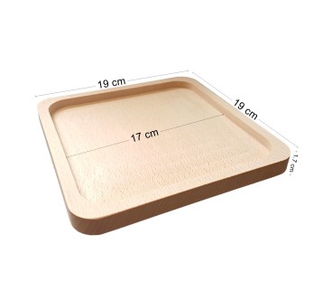 Wooden World - Square Beech Wood Serving Tray 19cm, Natural Unfinished Wooden Tray for Snacks and Display