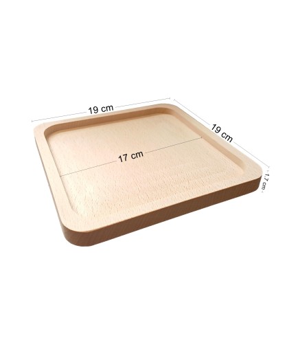 Wooden World - Square Beech Wood Serving Tray 19cm, Natural Unfinished Wooden Tray for Snacks and Display