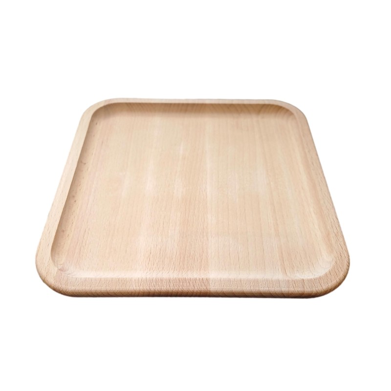 Wooden World Square Beech Wood Serving Tray 19cm with Rounded Edges – Unfinished Wooden Snack & Display Tray