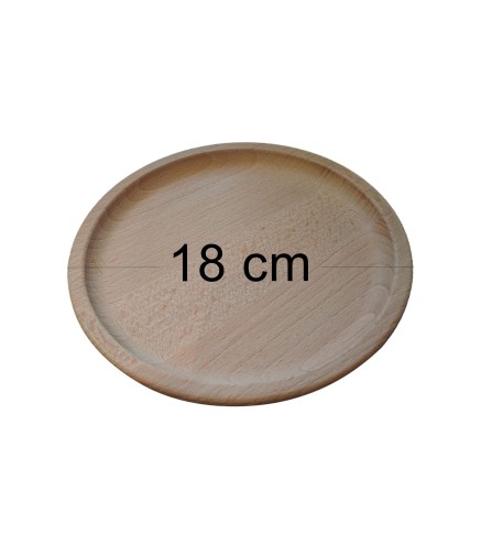 Wooden World 18cm Round Beech Wood Serving Tray – Unfinished Wooden Plate with Rounded Edges for Snacks & Decor