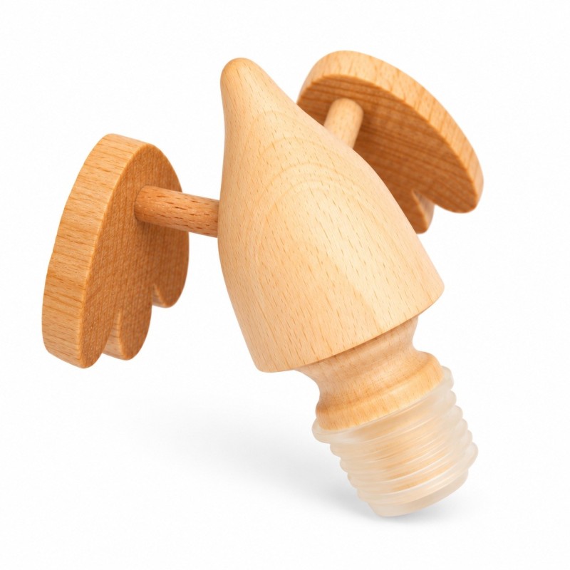 Wooden World Duck-Shaped Wine Bottle Stopper 8cm - Beech Wood Bottle Plug with Plastic Tip Wooden World Duck-Shaped Wine Bottle Stopper 8cm - Beech Wood Bottle Plug with Plastic Tip