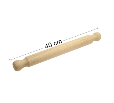Wooden World Beech Wood Rolling Pin 40cm with Profiled Handles – Unfinished Dough Roller for Pastry, Pizza & Biscuits