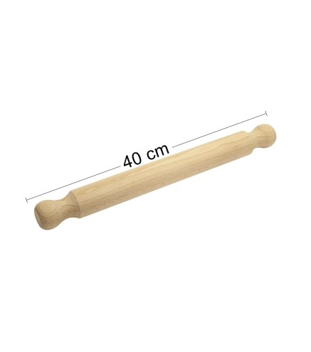 Wooden World Beech Wood Rolling Pin 40cm with Profiled Handles – Unfinished Dough Roller for Pastry, Pizza & Biscuits
