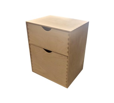Wooden World – Plywood Drawer Box with 2 Drawers – 30x25x20 cm
