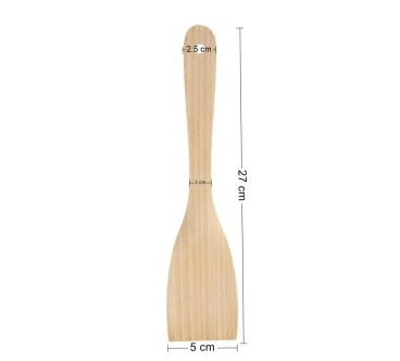 Wooden World - Curved Beech Wood Spatula 27 cm, 5 cm Wide Angled Wooden Turner