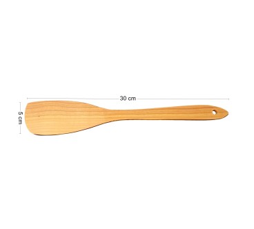 Wooden World - Flat Oak Wooden Spatula 30cm, Oiled Wood Cooking Turner 5cm Wide