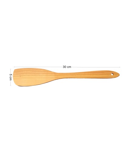 Wooden World - Flat Oak Wooden Spatula 30cm, Oiled Wood Cooking Turner 5cm Wide