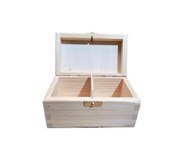 Wooden Tea Box – 2 Compartments – Handmade in UK
