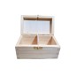Wooden Tea Box – 2 Compartments – Natural Pine – Handmade in UK – Smooth Raw Finish – Storage for Tea, Herbs, Spices or Gifts