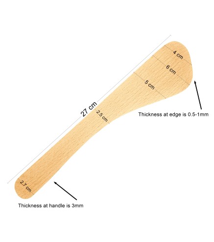 Wooden World - French-Style Thin Beech Wood Spatula 27 cm | Flat Wooden Cooking Turner