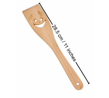 Wooden World - Beech Wood Smiling Lady Spatula 28cm Funny Face Kitchen Turner