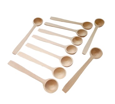 10 Deep Beech Wood Spoons 14 cm | Wooden World