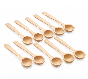 10 Deep Beech Wood Spoons 14 cm | Wooden World