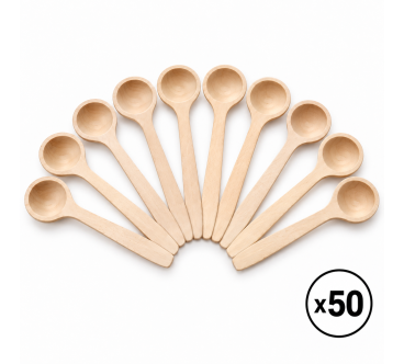 50 Small Deep Wooden Spoons 14cm | Wooden World