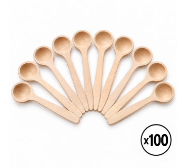 Set of 100 Deep Beech Wood Spoons 14 cm | Wooden World