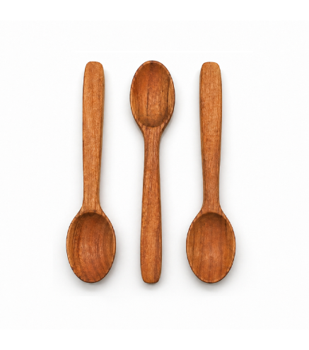 3 Cherry Wood Mini Spoons 12 cm | Wooden World