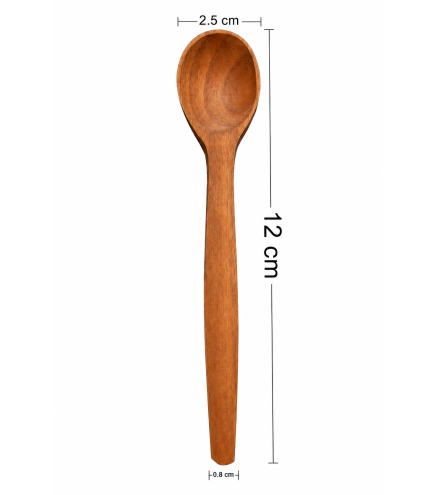 Wooden World - Set of 10 Cherry Wood Mini Spoons 12 cm for Sugar, Salt, Coffee & Spices