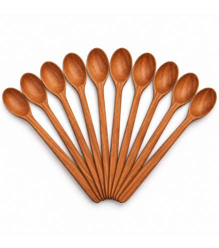 10 Cherry Wood Mini Spoons 12 cm | Wooden World