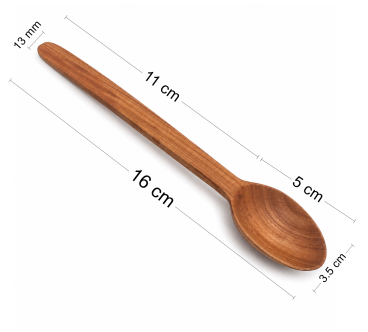 Wooden World - Set of 3 Cherry Wood Spoons 16 cm for Sugar, Salt, Coffee & Spices
