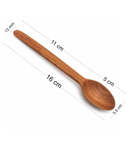 Wooden World - Set of 3 Cherry Wood Spoons 16 cm for Sugar, Salt, Coffee & Spices