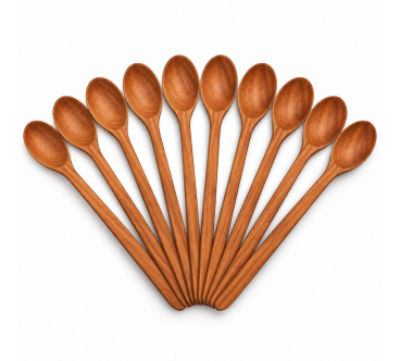 Set of 10 Cherry Wood Spoons 16 cm for Sugar & Spices