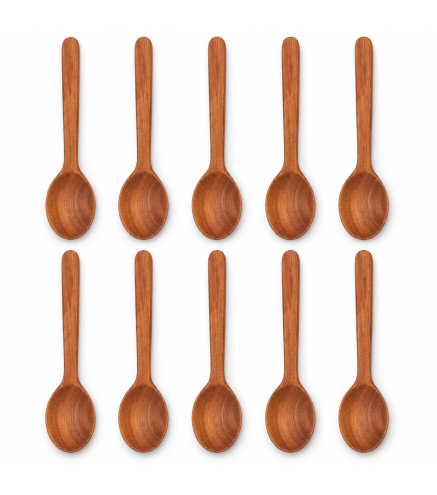 Set of 10 Cherry Wood Spoons 16 cm for Sugar & Spices