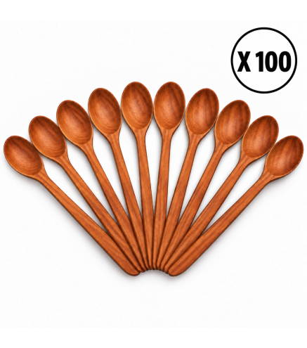 100 Cherry Wood Spoons 16 cm | Wooden World