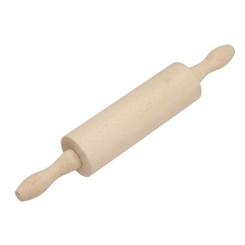 Wooden World - Beech Wood Rolling Pin 45 cm with Handles, Rotating Barrel for Pastry & Dough Wooden World - Beech Wood Rolling Pin 45 cm with Handles, Rotating Barrel for Pastry & Dough