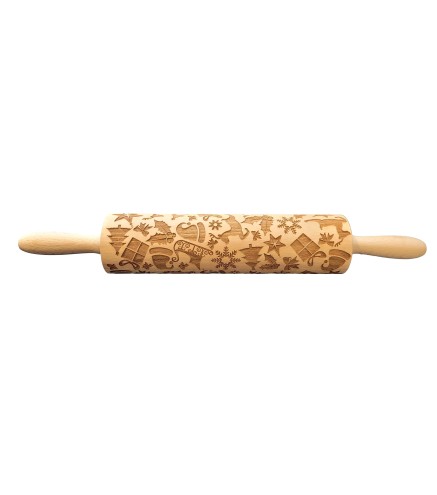 Christmas Engraved Rolling Pin 44 cm | Wooden World