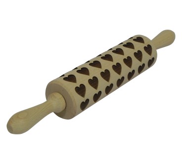 Heart Pattern Beech Wood Rolling Pin 38 cm | Wooden World