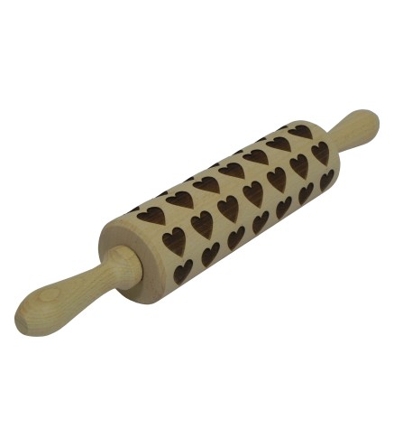 Heart Pattern Beech Wood Rolling Pin 38 cm | Wooden World