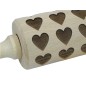 Wooden World - Beech Wood Heart Pattern Rolling Pin 38 cm with Handles for Cookies & Pastry