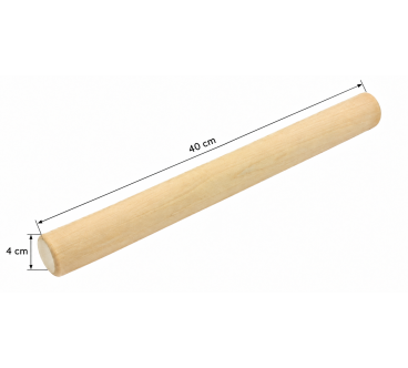Wooden World - Long Straight Beech Wood Rolling Pin 40 cm, Dough Roller for Pizza, Pastry & Baking