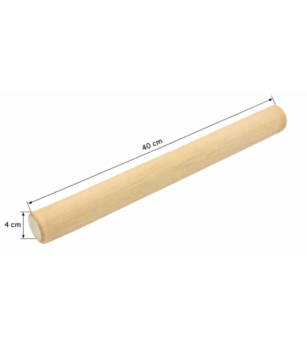 Wooden World - Long Straight Beech Wood Rolling Pin 40 cm, Dough Roller for Pizza, Pastry & Baking