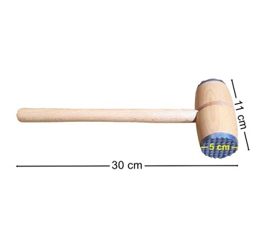 Wooden World - Beech Wood Meat Mallet with Metal Ends, Lacquered Meat Tenderiser, 30 cm