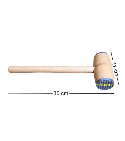 Wooden World - Beech Wood Meat Mallet with Metal Ends, Lacquered Meat Tenderiser, 30 cm
