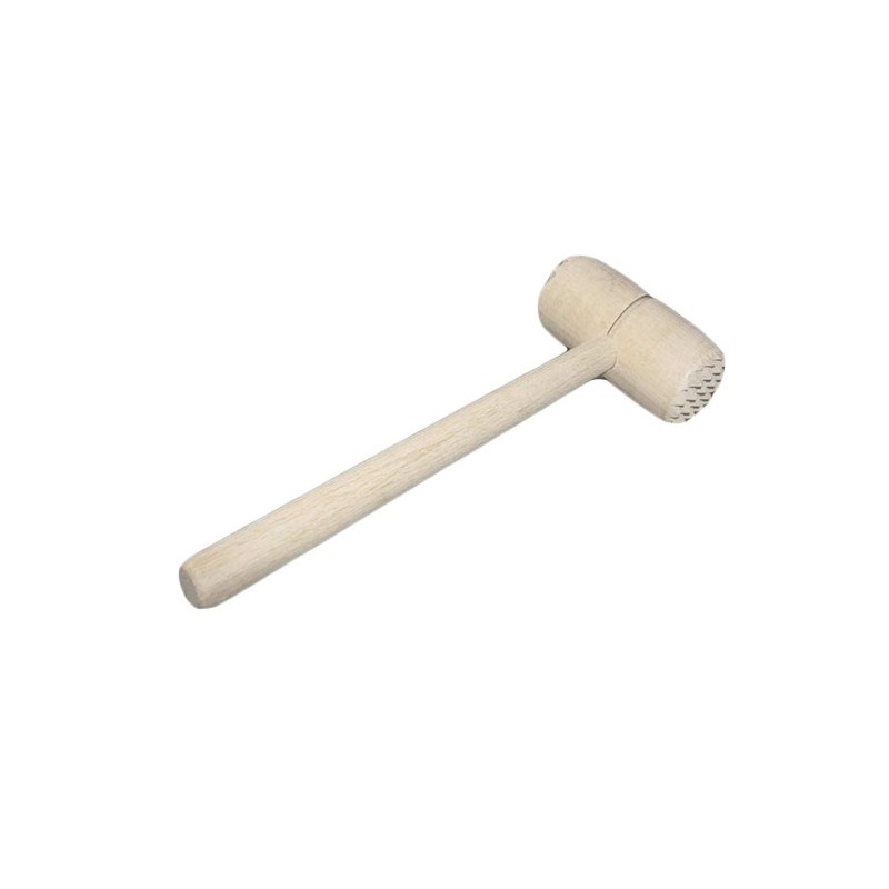 Wooden World - Wooden Meat Mallet Tenderiser, Natural Unfinished Beech Wood, Textured Head, 30 cm